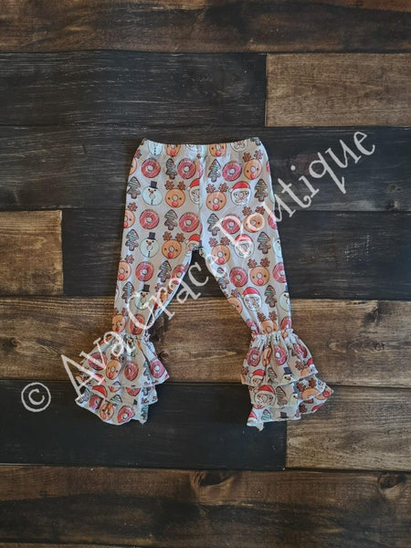 Reindeer Santa Donut Christmas Ruffle Legging - Ava Grace Boutique