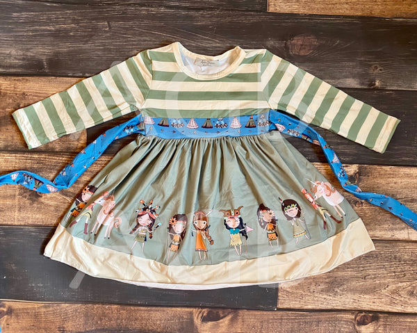 Thanksgiving Girly Long Sleeve Ruffle Dress