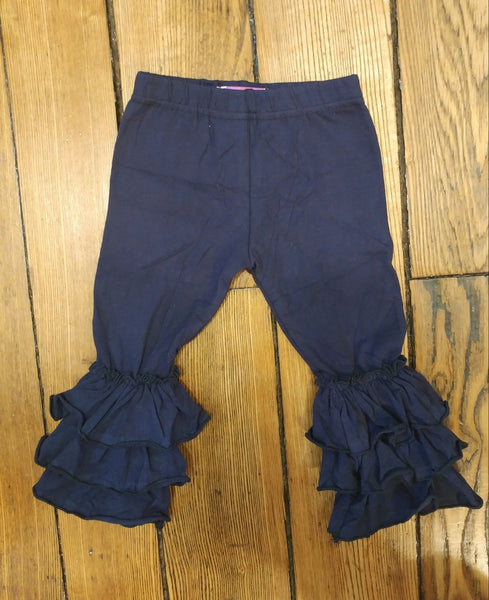 Navy Truffle Triple Ruffle Leggings - Ava Grace Boutique