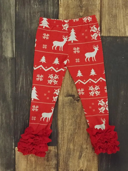 Reindeer and Christmas Tree Icing Leggings - Ava Grace Boutique