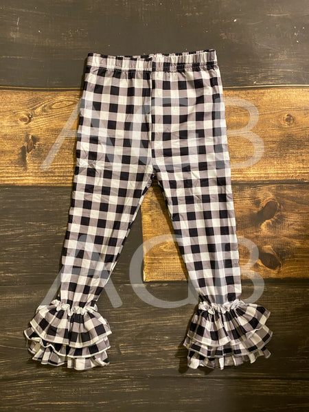 White Buffalo Plaid Triple Ruffle Legging