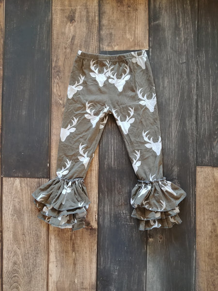 Deer Prints Triple  Ruffle Leggings - Ava Grace Boutique