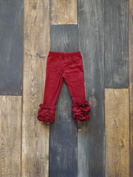 Cranberry Icing Ruffle Girl Leggings - Ava Grace Boutique