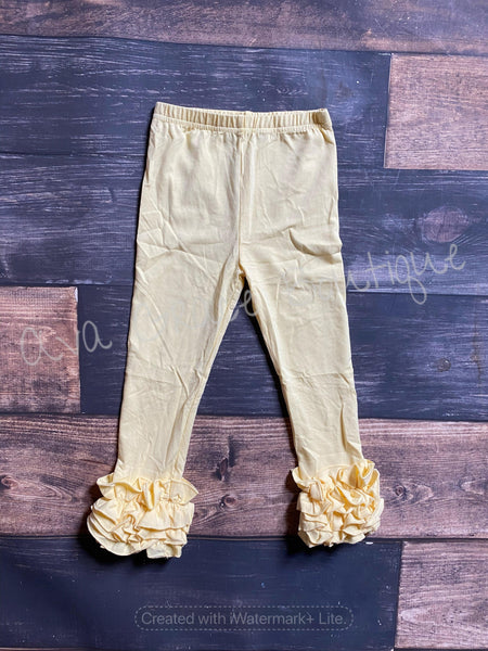 Soft Yellow Ruffle Icing Leggings - Ava Grace Boutique
