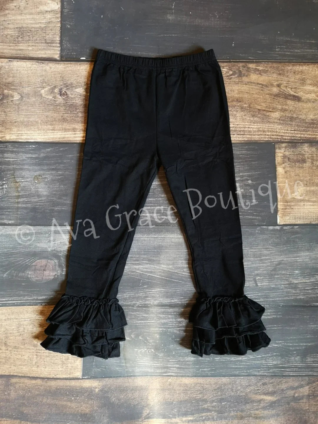 Black Truffle Triple Ruffle Leggings
