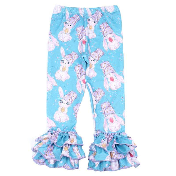 Easter Bunny Triple Ruffle Milk Silk Girl Leggings