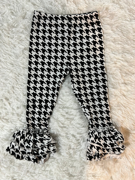 Houndstooth Truffle Triple Ruffle Legging - Ava Grace Boutique