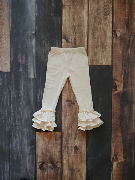 Ivory Triple Ruffle Legging - Ava Grace Boutique