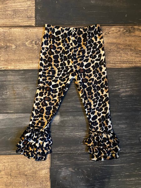 Leopard Print B Triple Ruffle Leggings