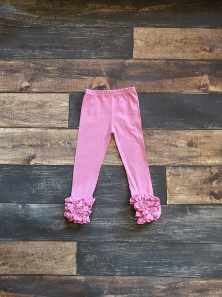 Mauve Pink Icing Ruffle Leggings