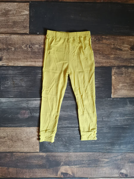 Mustard Yellow Side Buttons Legging - Ava Grace Boutique