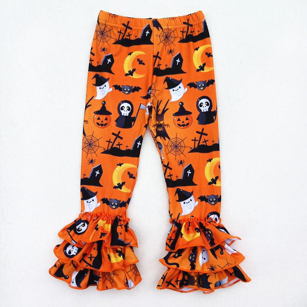 Orange Halloween Triple Ruffle Leggings - Ava Grace Boutique