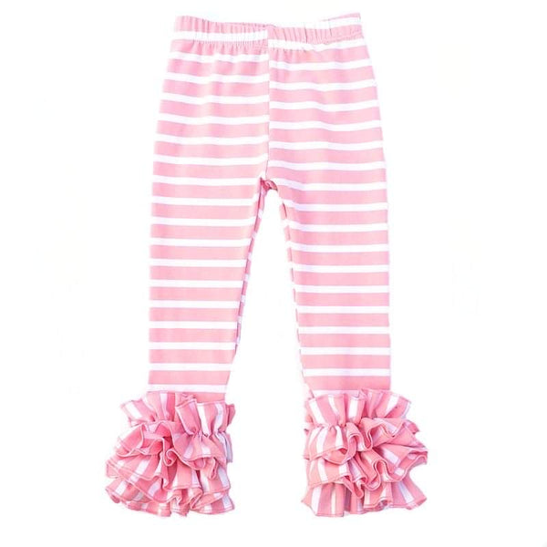 Pink and White Stripes Icing Ruffle Leggings