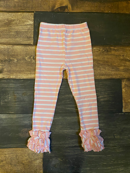 Pink and White Stripes Icing Ruffle Leggings