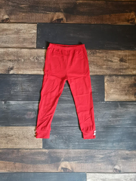 Red Side Buttons Legging - Ava Grace Boutique
