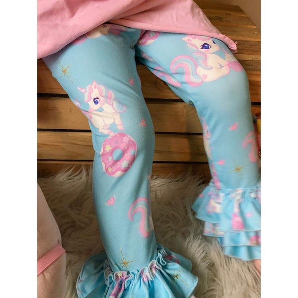 Unicorn Donuts Triple Ruffle Girl Legging