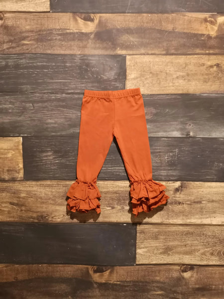 Pumpkin Triple Ruffle Leggings - Ava Grace Boutique