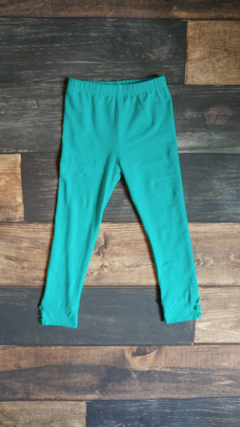 Aqua Green Side Buttons Legging - Ava Grace Boutique