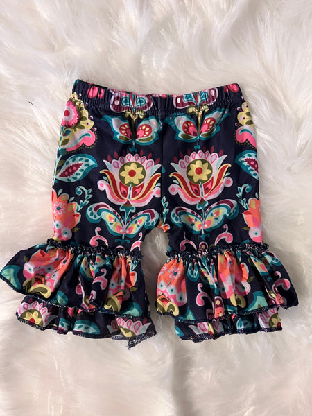 Floral Milk Silk Ruffle Shorts