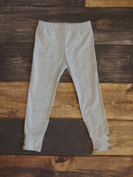 Heather Grey Side Buttons Legging - Ava Grace Boutique