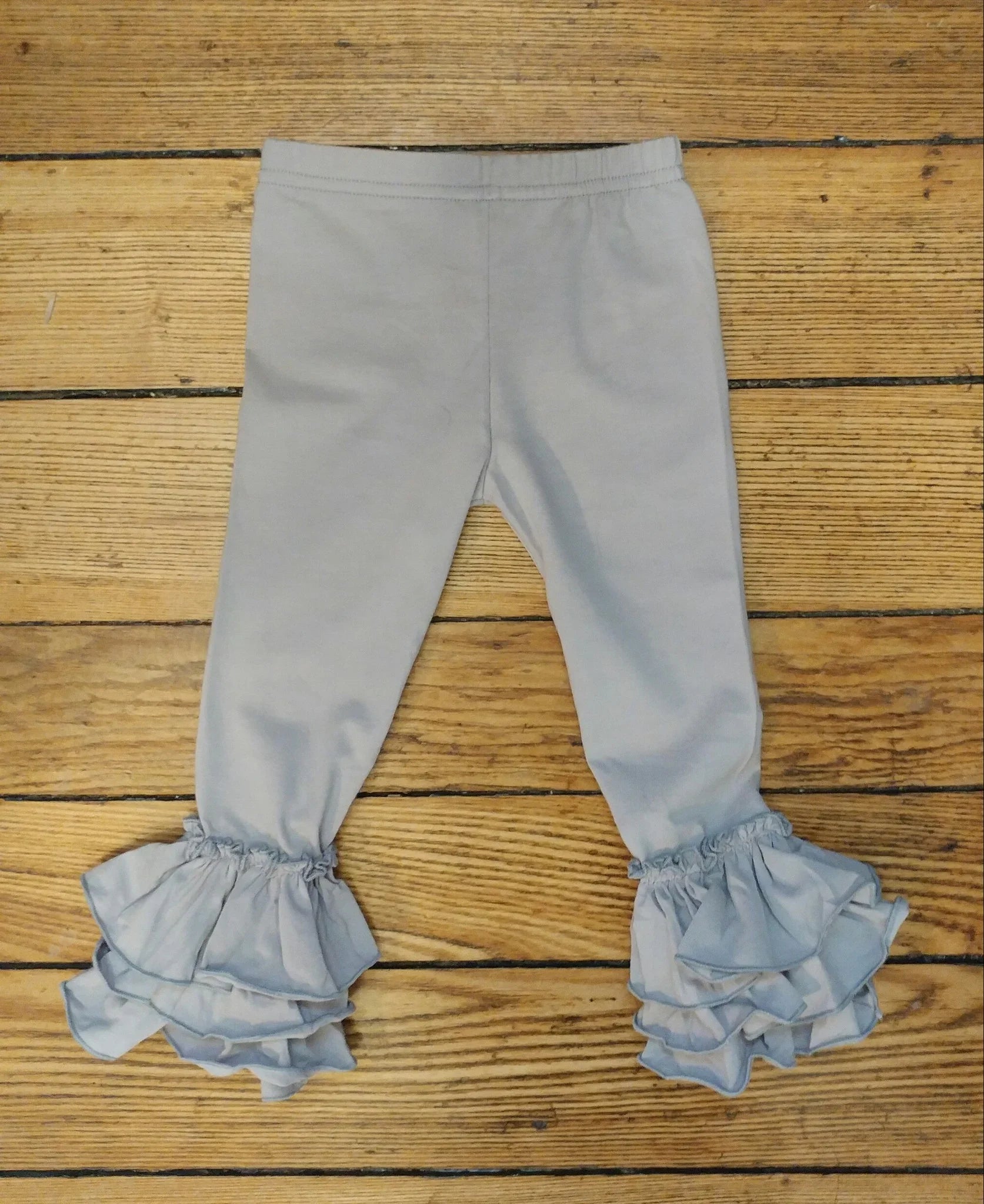 Light Grey Truffle Triple Ruffle Leggings