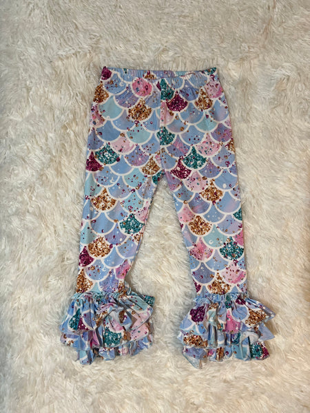 Mermaid Glitter Triple Ruffle Milk Silk Legging