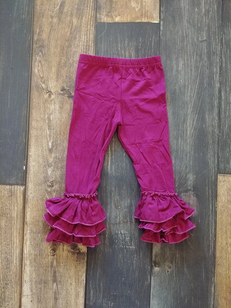 Plum Truffle Triple Ruffle Leggings - Ava Grace Boutique