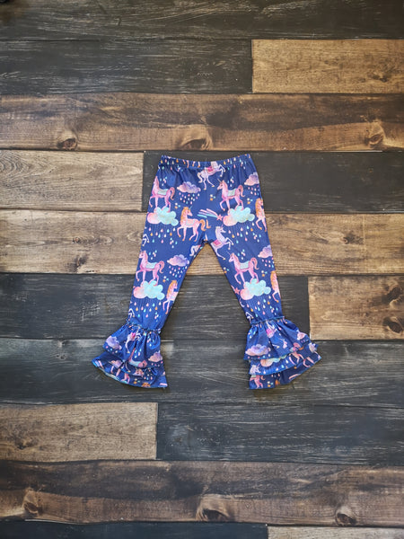 Unicorn Milk Silk Triple Ruffle Girl Leggings