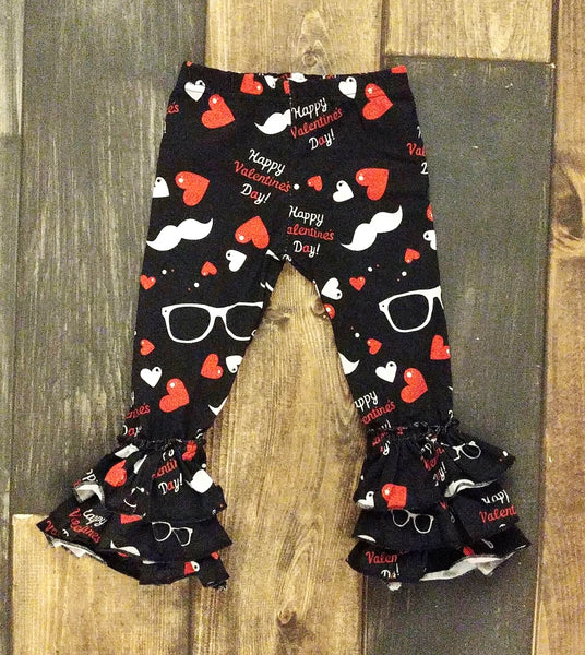 Valentine Print Knit Truffle Triple Ruffle Leggings - Ava Grace Boutique