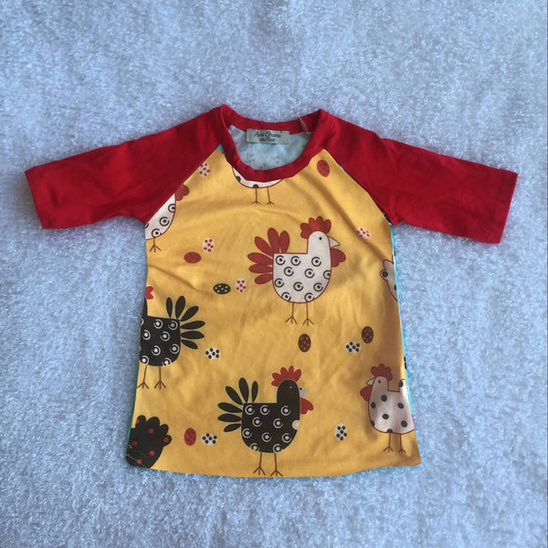 Fall Yellow Chicken Ruffle Raglan Top - Ava Grace Boutique
