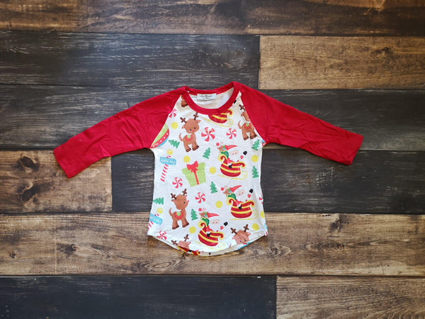 Reindeer Raglan Top - Ava Grace Boutique