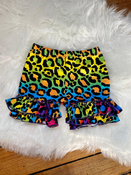 Rainbow Cheetah Print Ruffle Shorts - Ava Grace Boutique