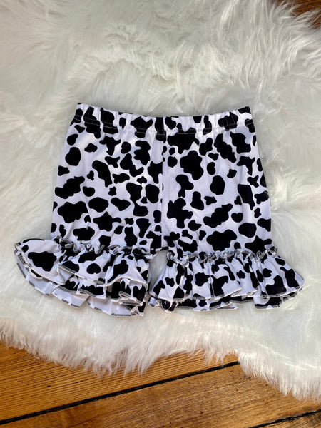 Cow Print Ruffle Shorts