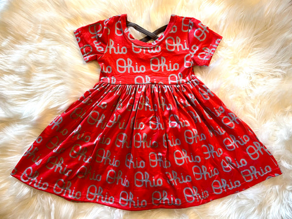 Red Buckeye Script Dress