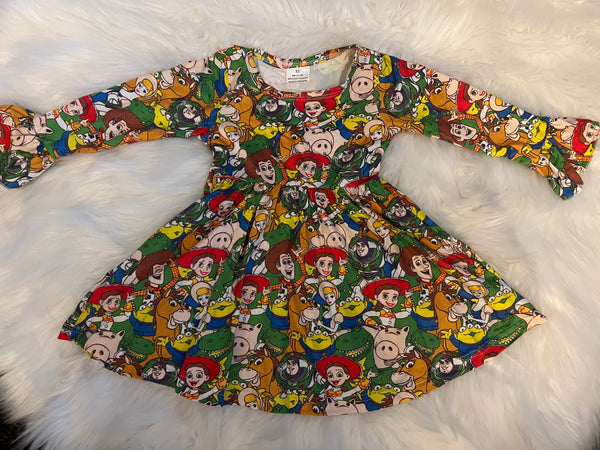 Toy Characters Long Sleeve Twirly Dress