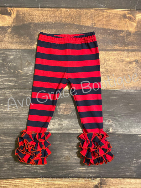 Red and Navy Stripes Icing Legging - Ava Grace Boutique