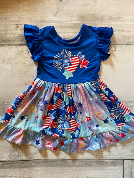 4th of July Girl Ruffle Dress