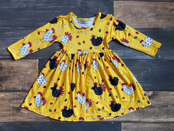 Chicken Yellow Long Sleeve Dress