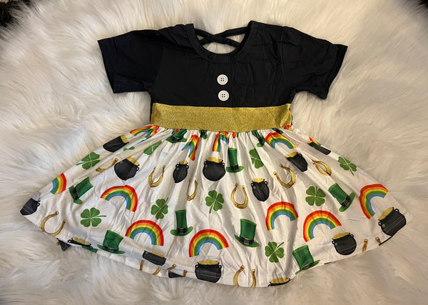 St. Patrick Shamrock Twirly Dress