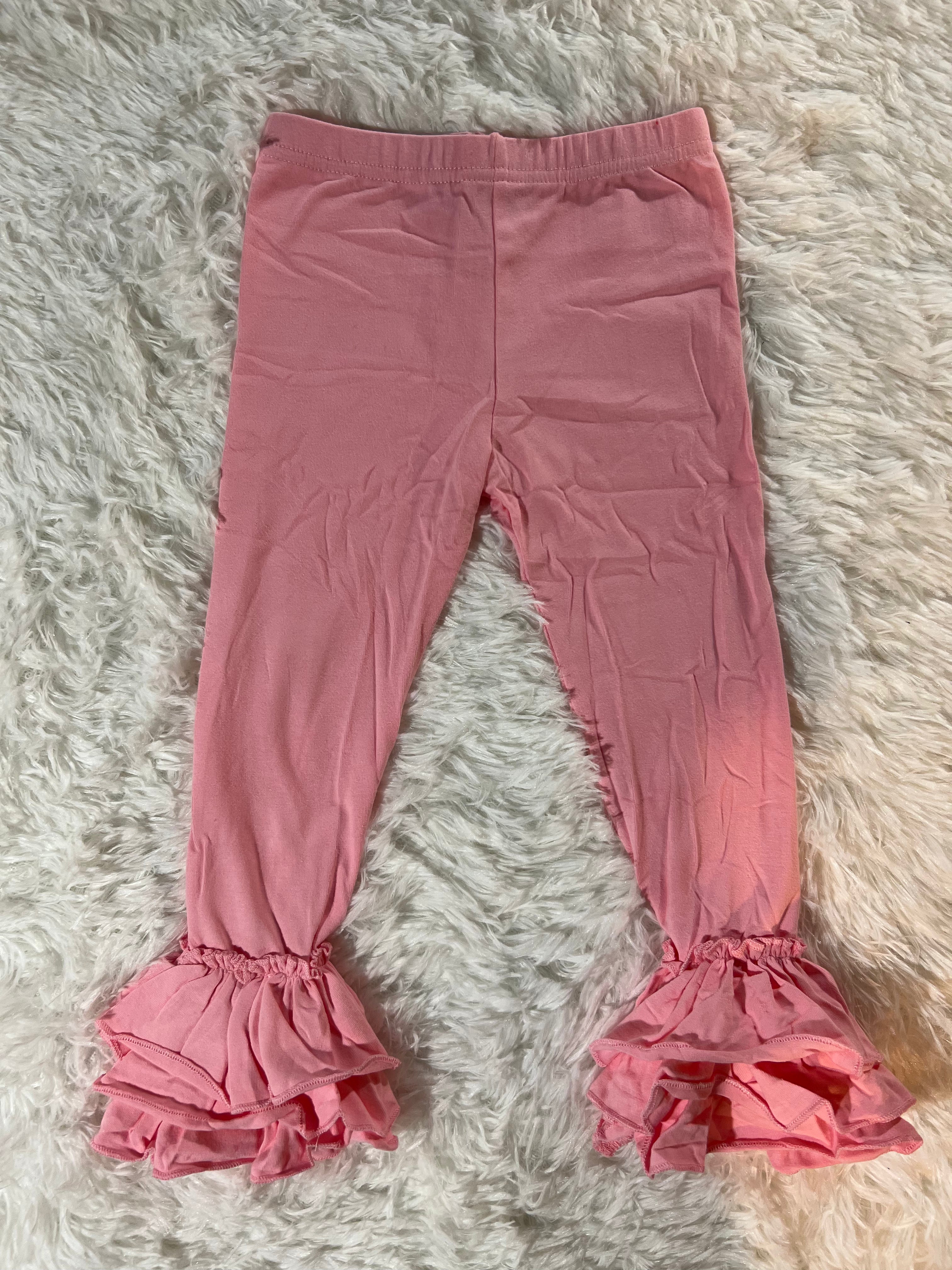 Dark Pink Truffle Triple Ruffle Leggings