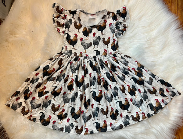 Chicken Print Twirly Dress B