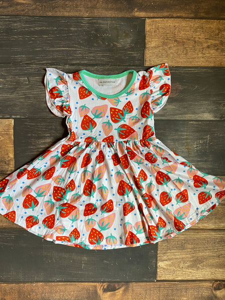 Strawberry Short Sleeve Twirly Dress
