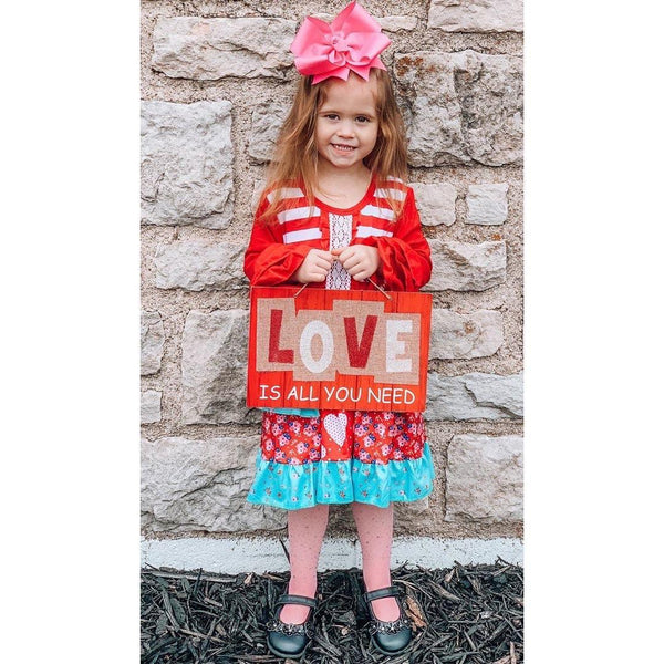 Red Valentine's Long Sleeve Ruffle Dress - Ava Grace Boutique
