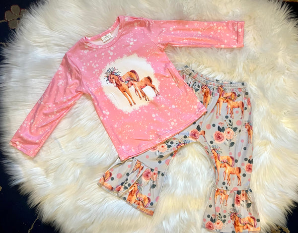 Horse Print Top and Belle Bottom Set
