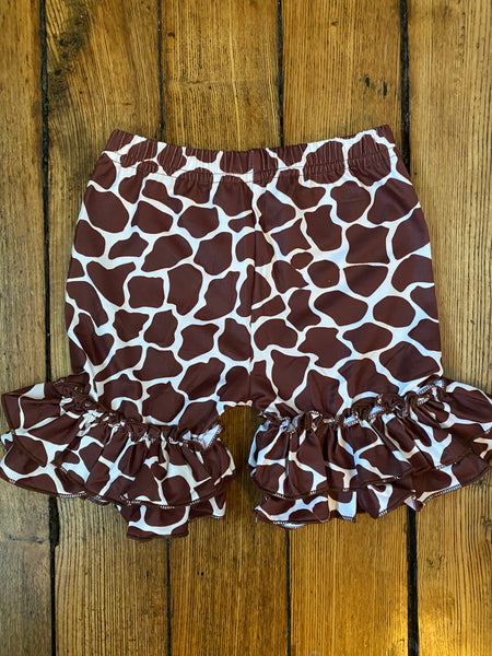 Giraffe Print Ruffle Shorts