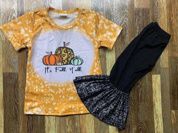Pumpkin It's Fall Y’all Top and Belle Bottom Set - Ava Grace Boutique