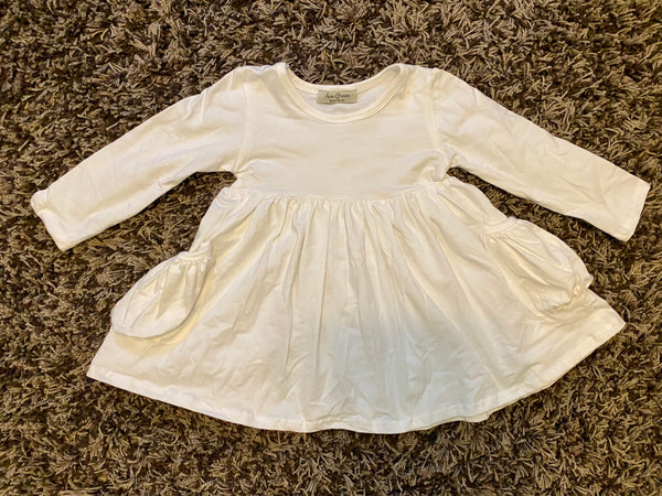Long Sleeve White Pocket Dress 2T VGUC