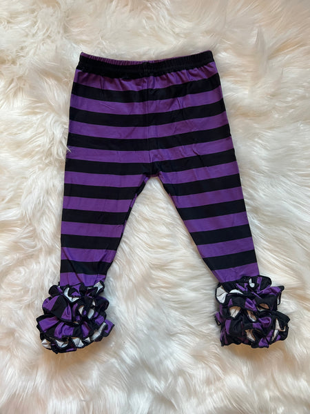 Purple and Black Stripes Ruffle Icing Legging