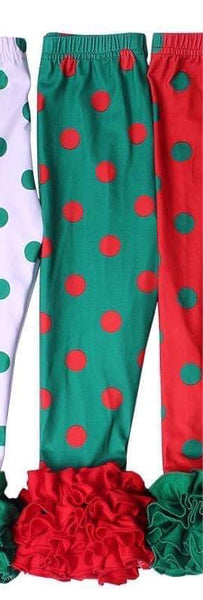 Christmas Green Polka Dots Red Icing Leggings