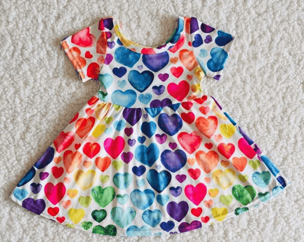 Rainbow Hearts Twirly Style - Ava Grace Boutique
